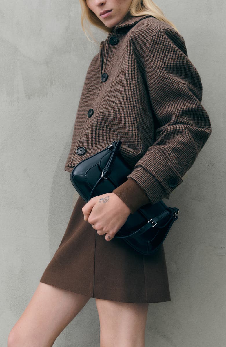 MANGO Micro Houndstooth Check Wool Blend Jacket, Alternate, color, 