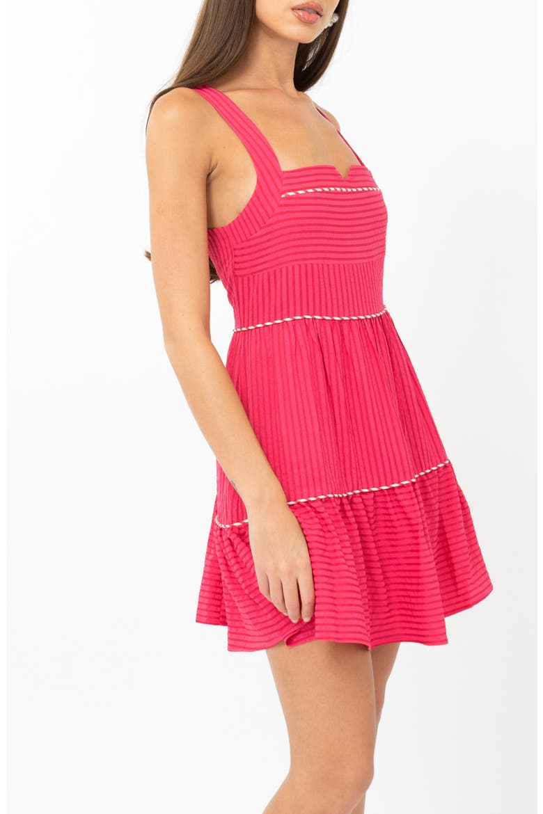 Stripe A-Line Minidress, Alternate, color, RASPBERRY