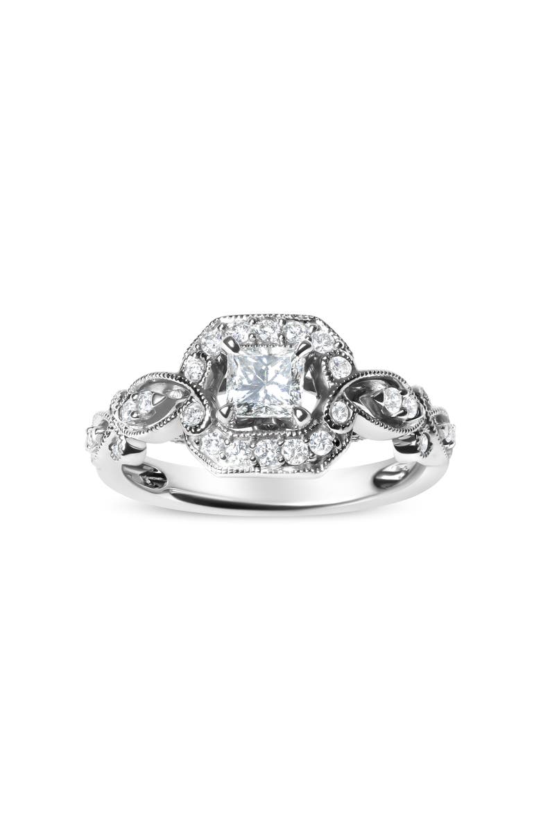 Haus of Brilliance 14K White Gold Diamond 3/4 Cttw Diamond Halo Style and Woven Shank Engagement Ring, Alternate, color, White