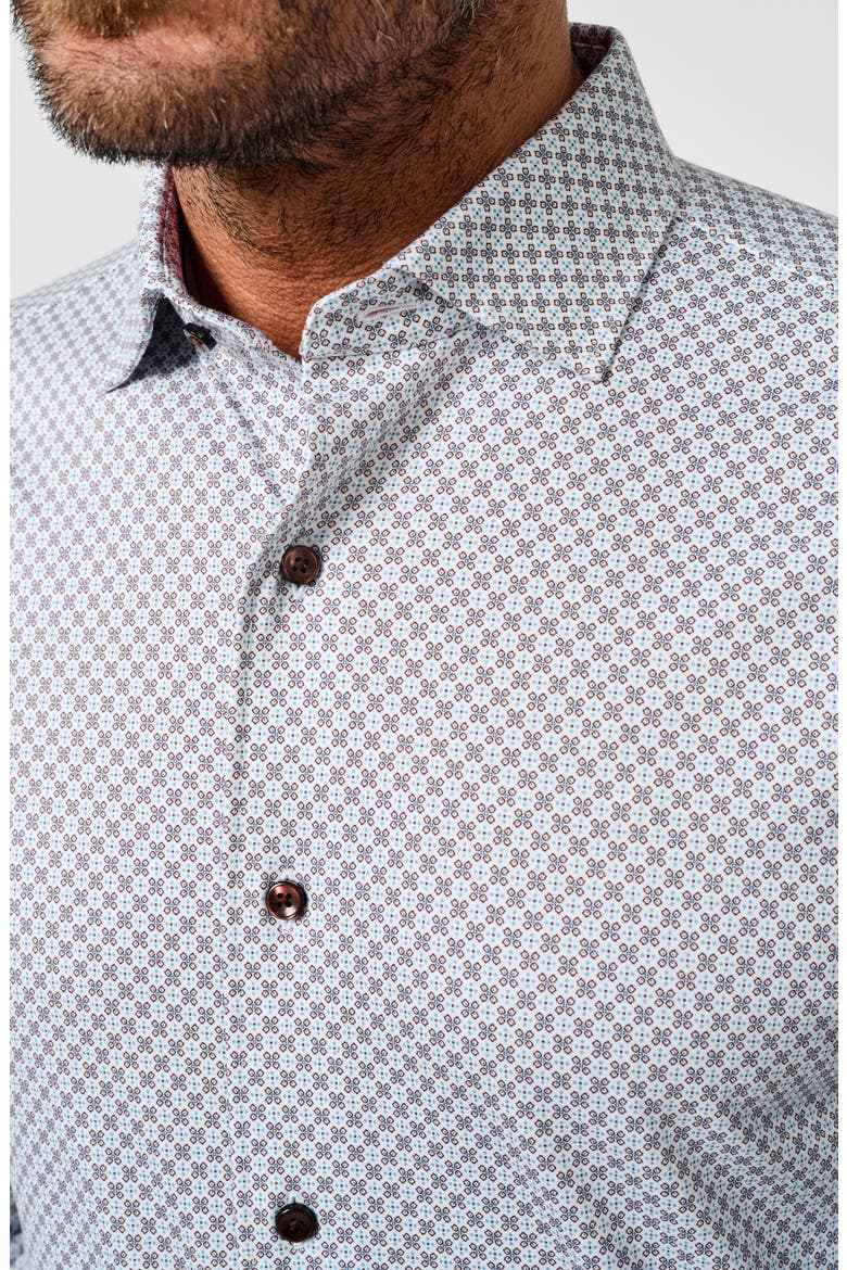 Geometric Knit Sport Shirt, Alternate, color, WHITE/ CHOCOLATE