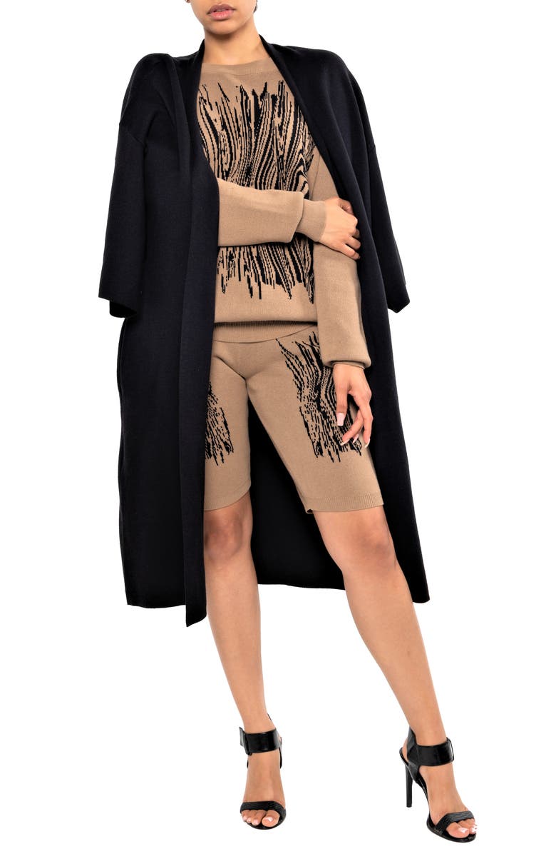 Dai Moda Open Front Knit Duster, Alternate, color, 