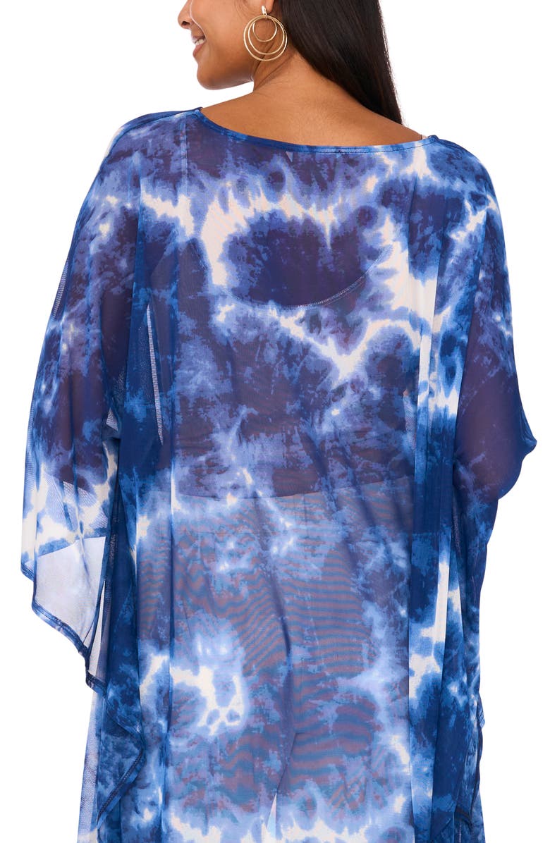Chaus Tie Dye Elbow Sleeve Stretch High-Low Tunic, Alternate, color, Navy