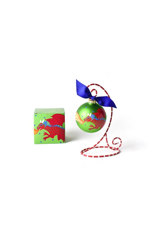 Dragon Glass Ornament with Red and White Stand