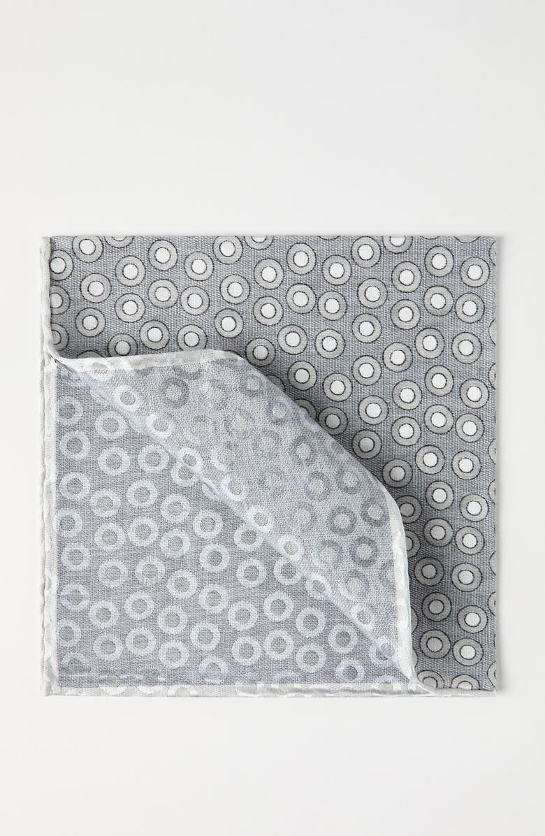 Brunello Cucinelli Spotted pocket square, Alternate, color, Grey