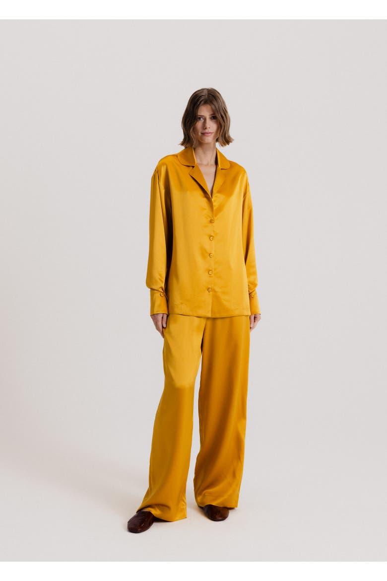 Silk Wide Leg Pants, Alternate, color, Gold