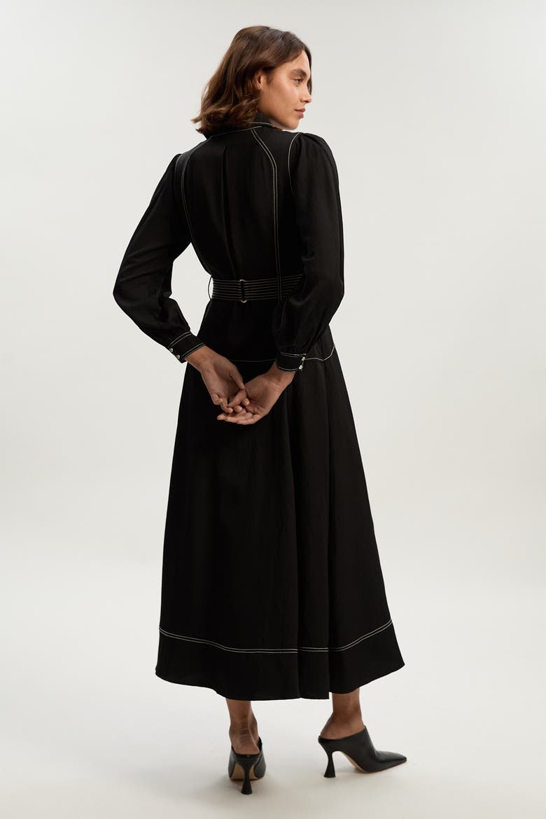 Twill Maxi Dress, Alternate, color, Black