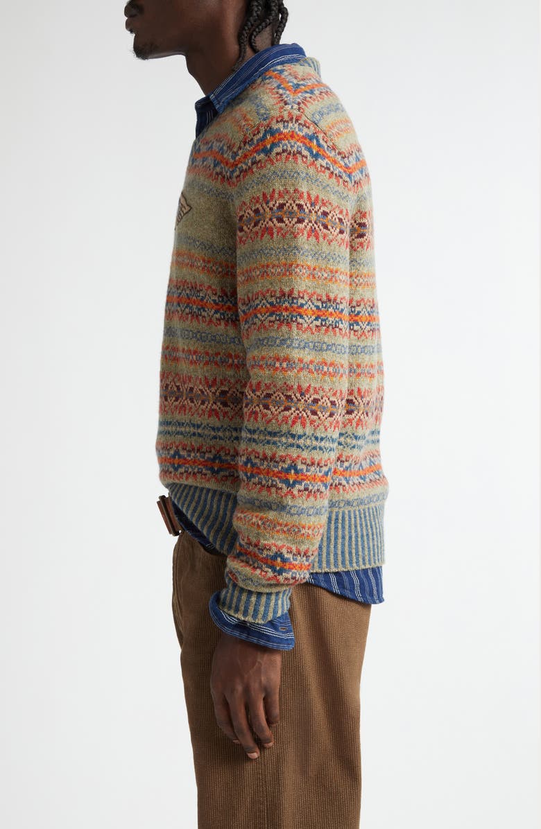 Double RL Hand-Embroidered Fair Isle Wool Blend Sweater, Alternate, color, 