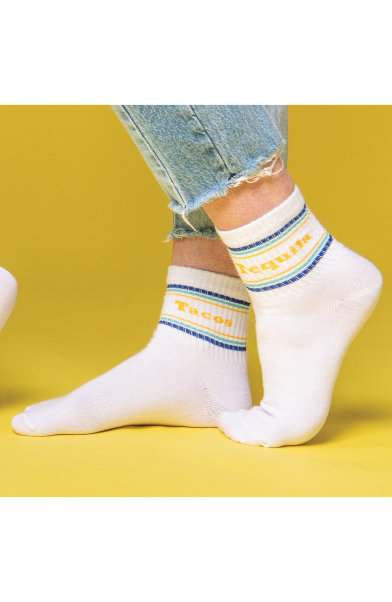 Totalee Gift Tacos/Tequila Socks Cotton White, Alternate, color,