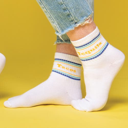 Totalee Gift Tacos/tequila Socks Cotton White In Multi