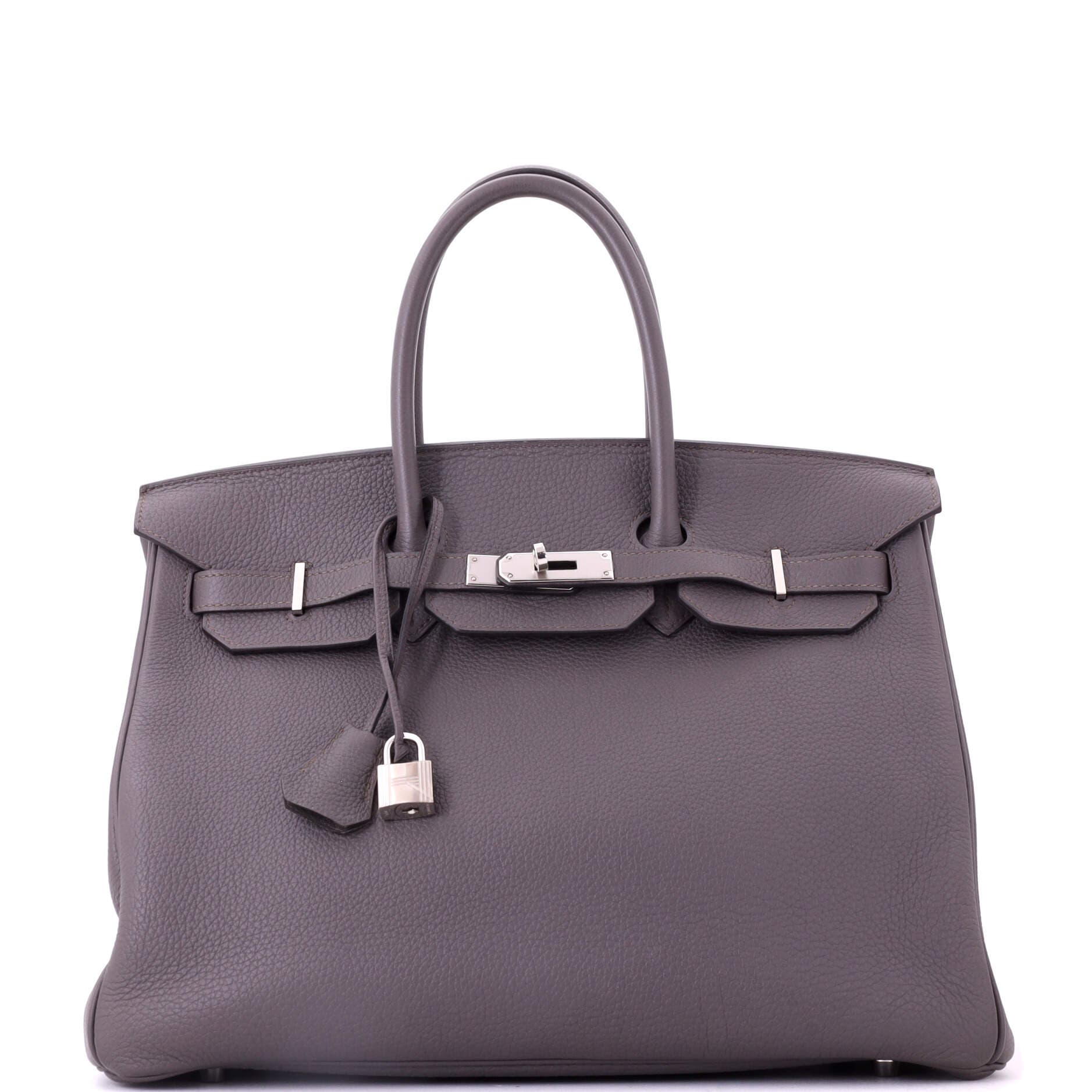Pre-Owned Hermes Birkin Handbag Grey Togo with Palladium Hardware 35, Main, color, Etain