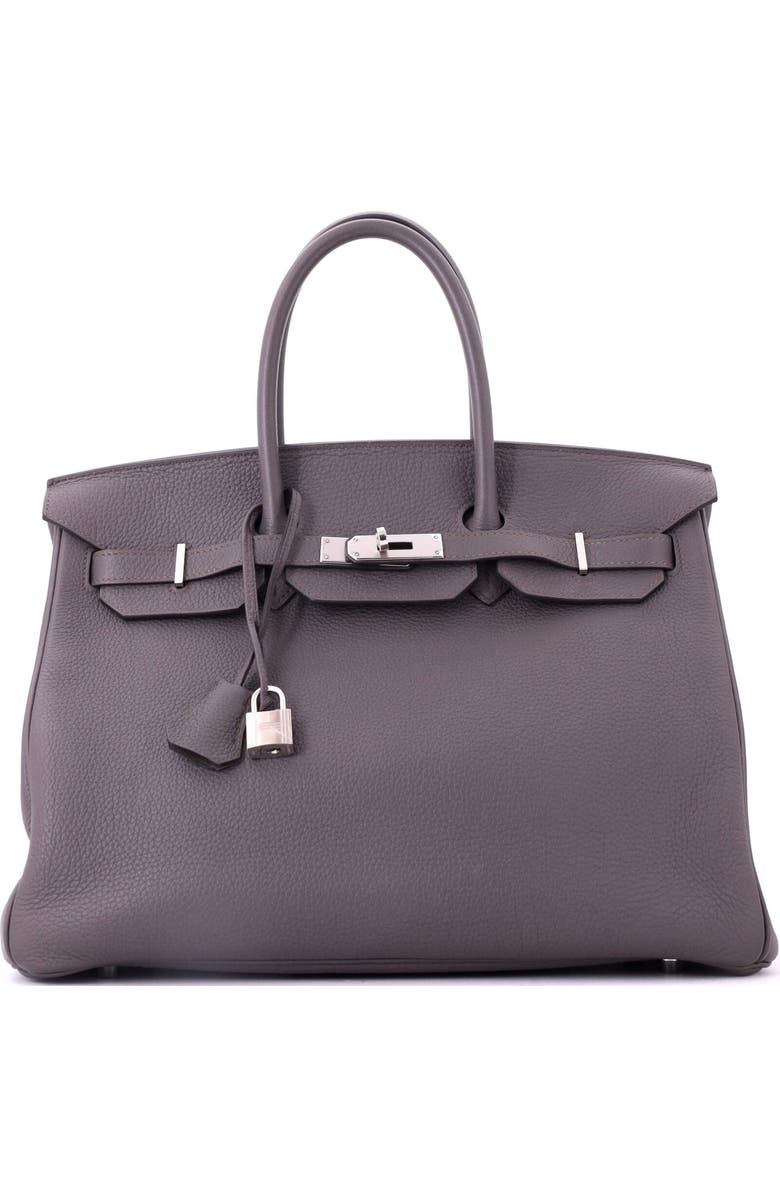 Pre-Owned Hermes Birkin Handbag Grey Togo with Palladium Hardware 35, Main, color, Etain