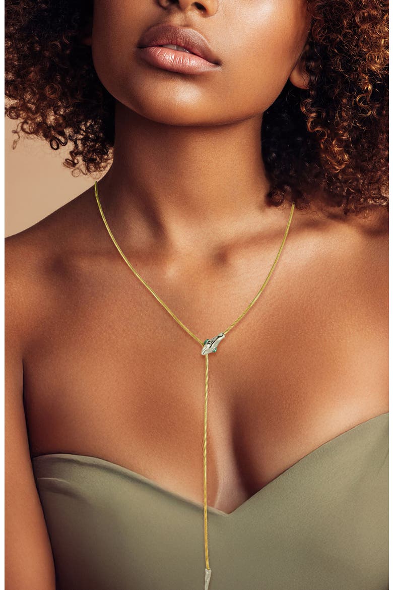 Cubic Zirconia Snake Y-Necklace, Alternate, color, GOLD