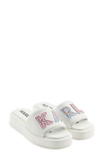 Karl Lagerfeld Opal Studs Platform Slide Sandal