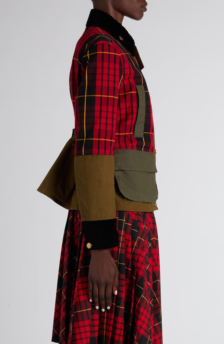 McQueen Deconstructed Tartan Ripstop Jacket, Alternate, color, Bordeaux