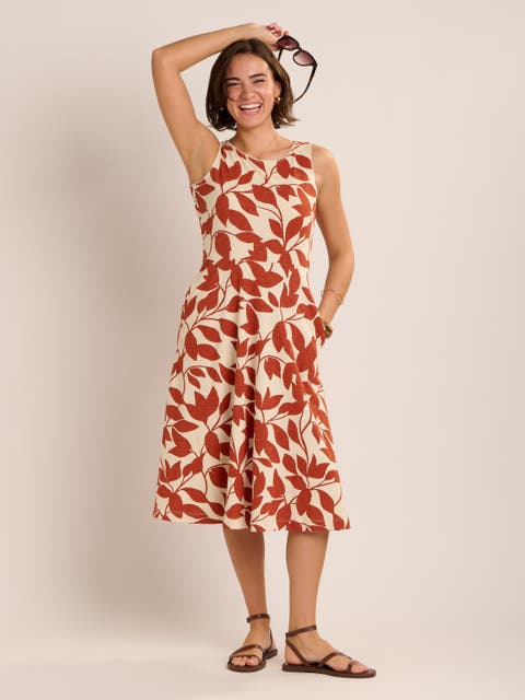Adla Trailing Leaf Print Midi Dress