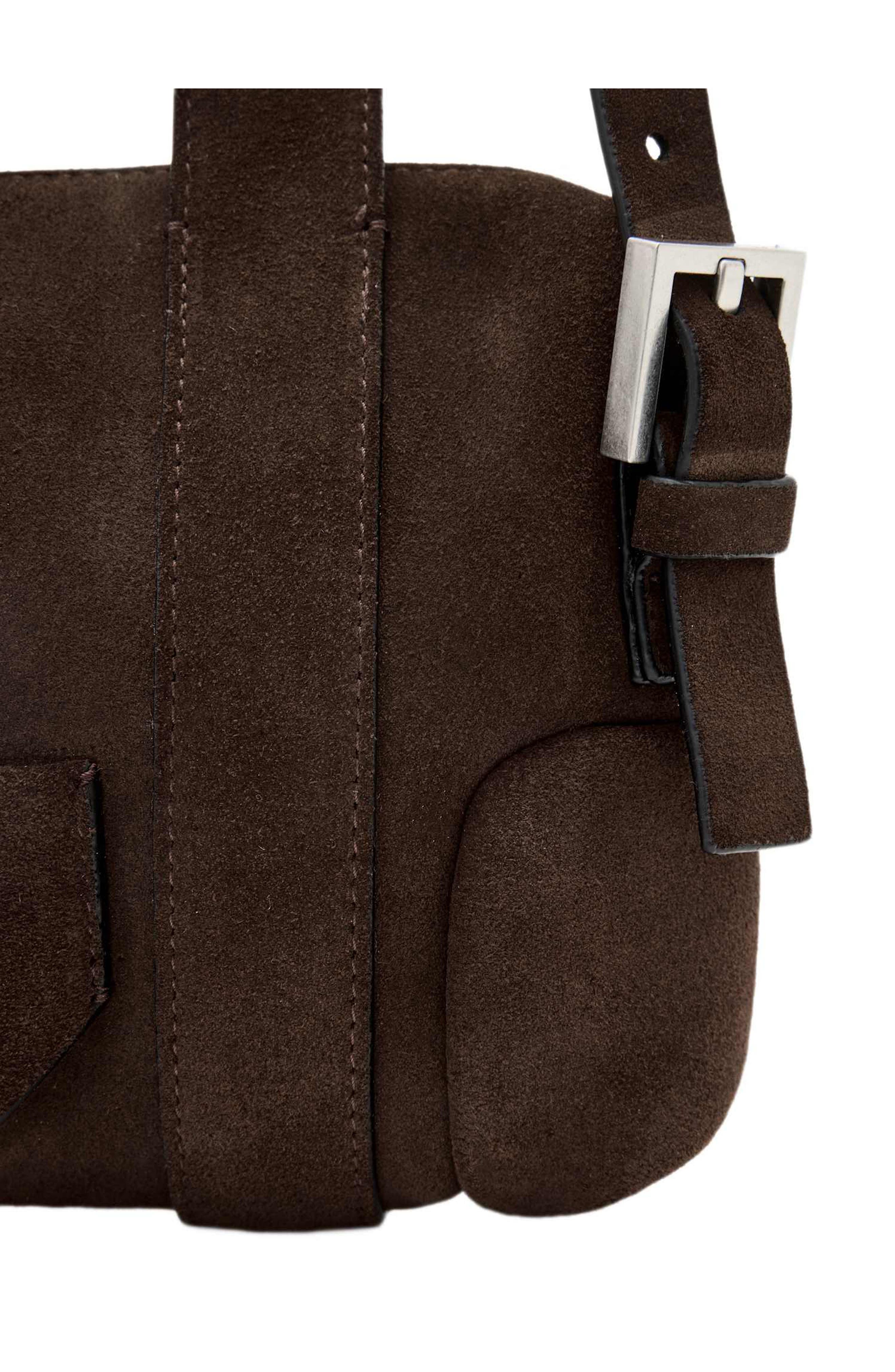 Ares Compact Suede Crossbody Bag, Alternate, color, FANGO BROWN