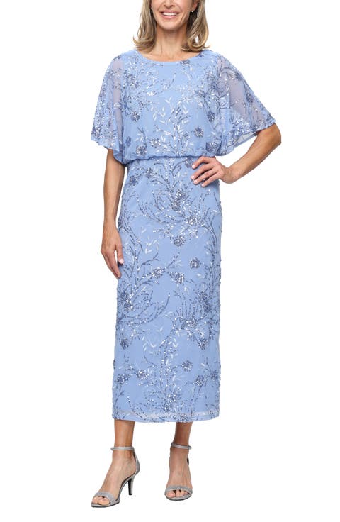 Sequin Blouson Bodice Gown (Petite)