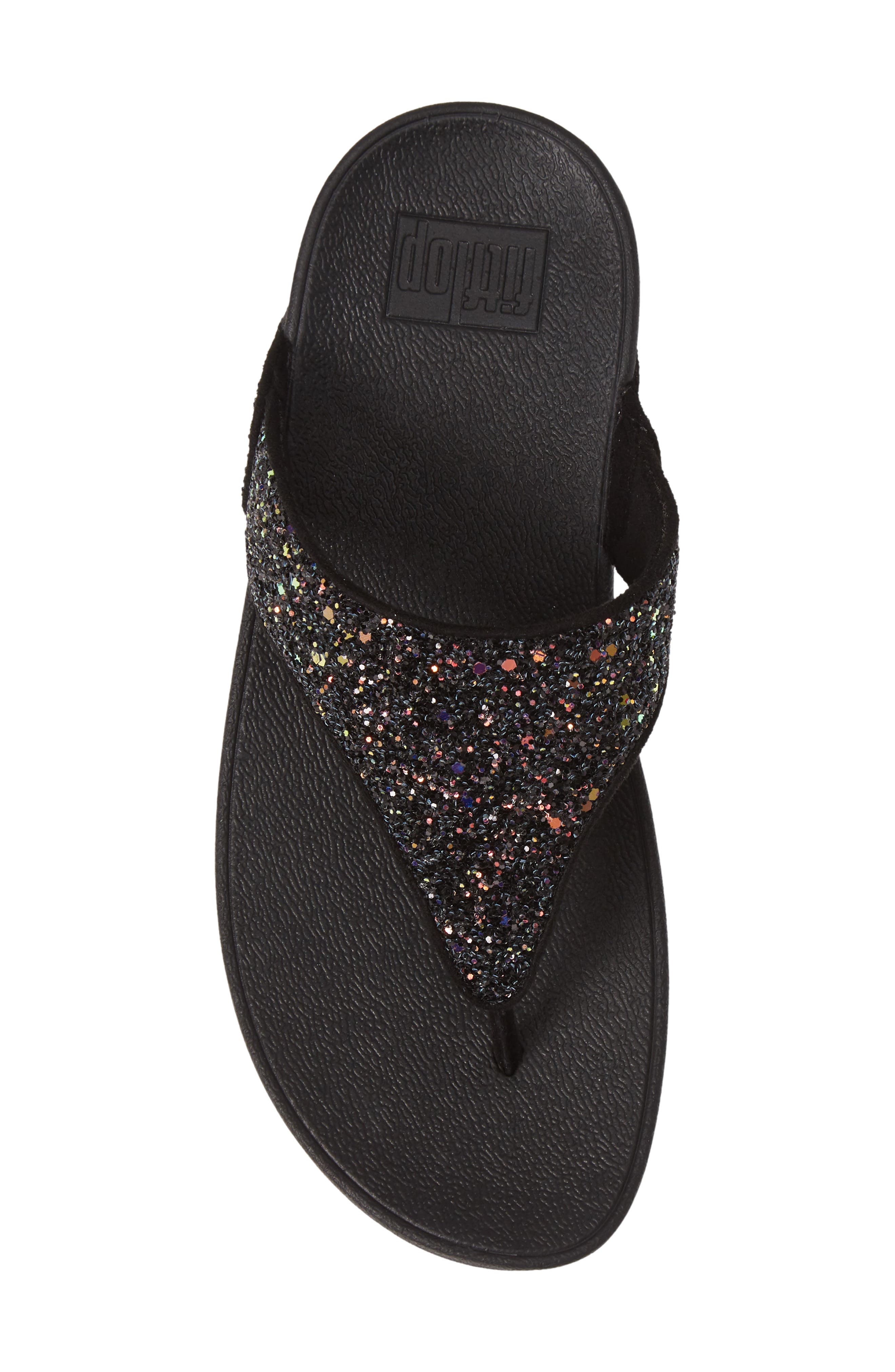 Lulu Glitter Flip Flop, Alternate, color, BLACK MIX FAUX LEATHER