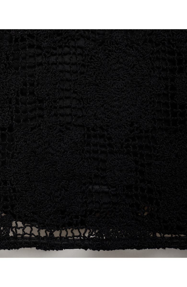 MANGO Long Sleeve Open Stitch Minidress, Alternate, color, Black