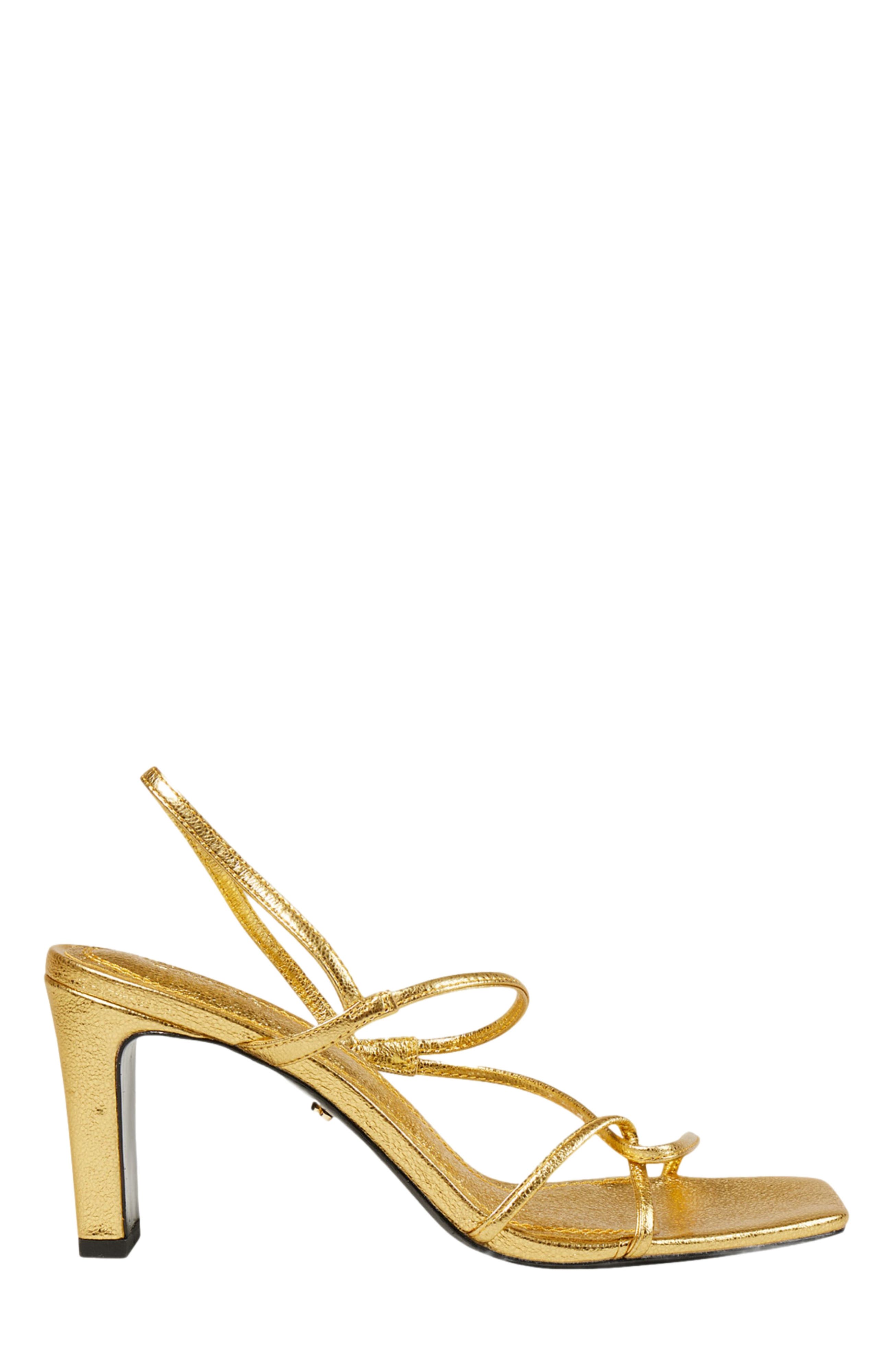 SANDRO Embossed leather sandals, Main, color, Gold
