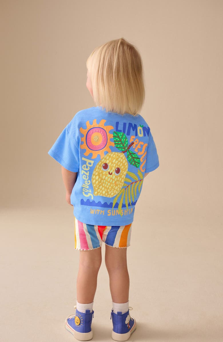 NEXT Kids' Lemon Appliqué Tee & Shorts Set, Alternate, color, Blue