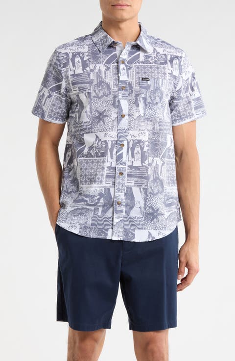 Charter Short Sleeve Stretch Cotton Blend Button-Up Shirt