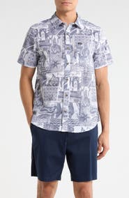 Brixton Charter Short Sleeve Stretch Cotton Blend Button-Up Shirt