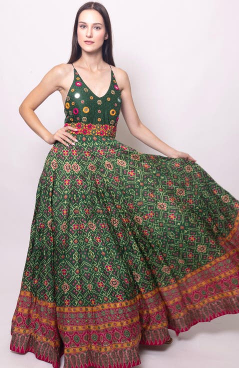 Denica Embroidered Open Back Dress