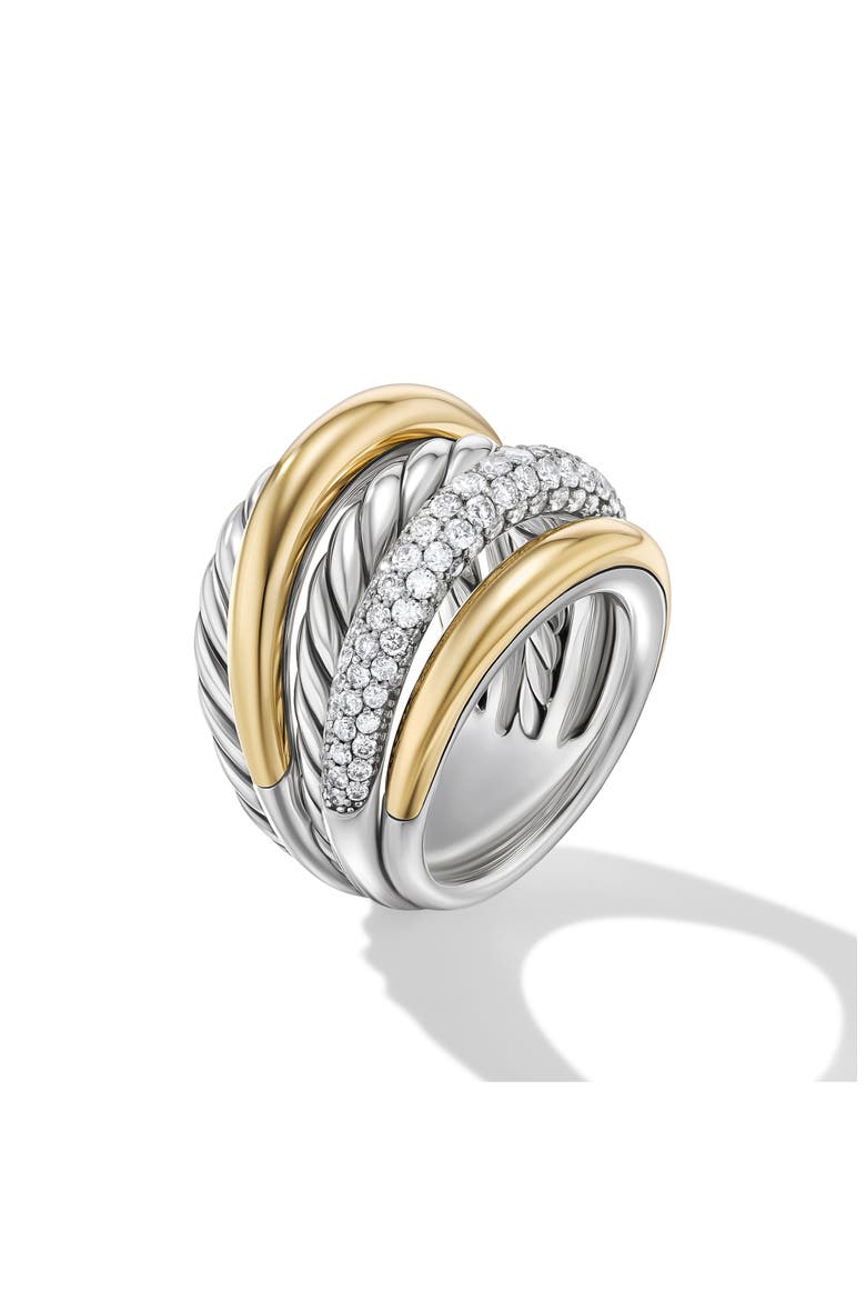 Bold Mercer Diamond Stack Ring, Alternate, color, STERLING SILVER/ 18KY GOLD