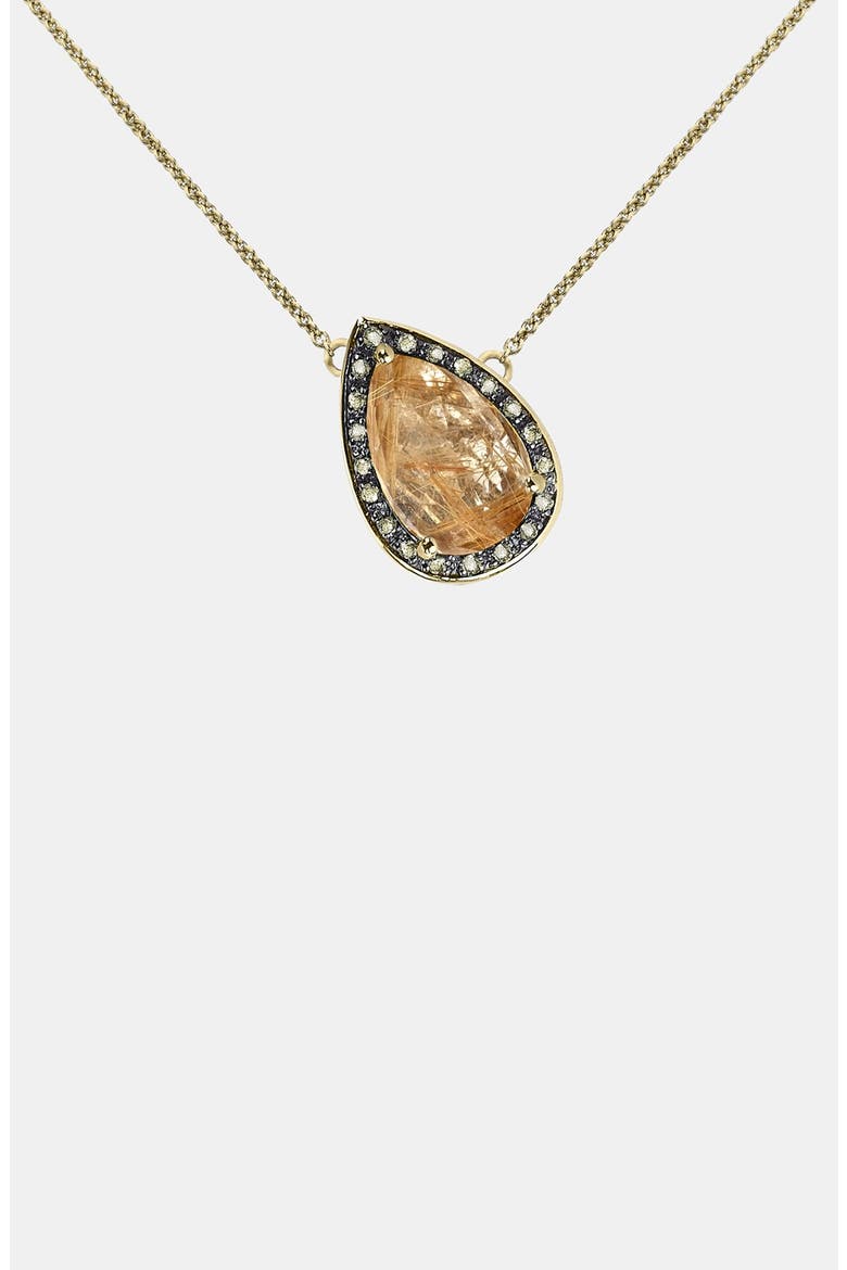 Quartz & Canary Diamond Pendant Necklace, Main, color, RUTILATED QUARTZ/ YELLOW GOLD