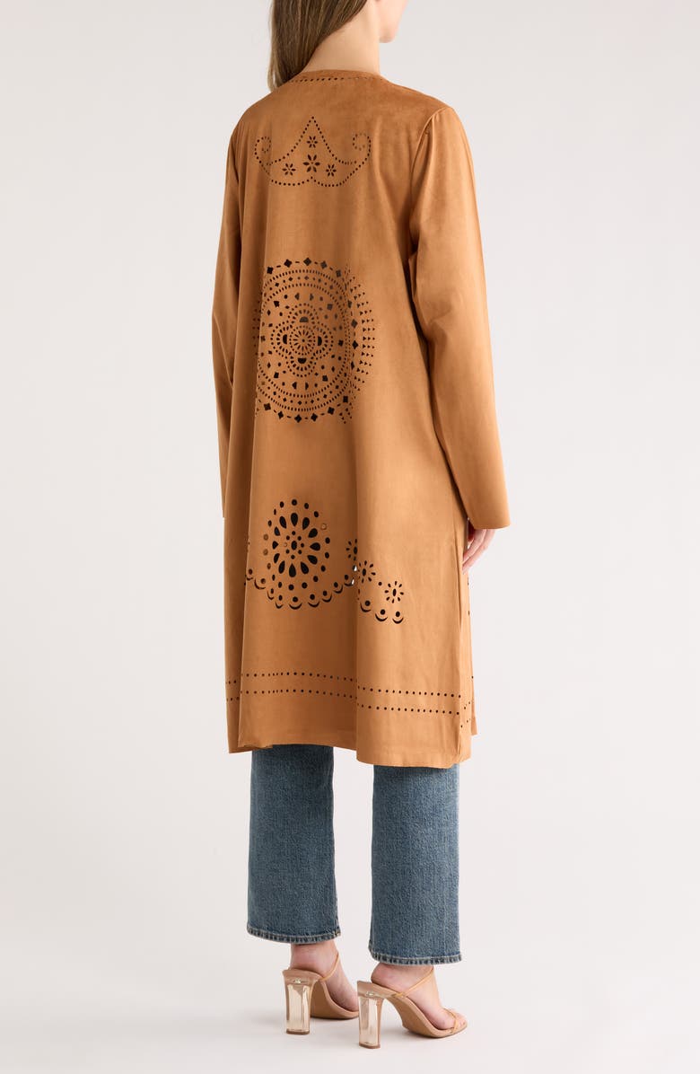 Forgotten Grace Lasercut Long Sleeve Duster, Alternate, color, Camel
