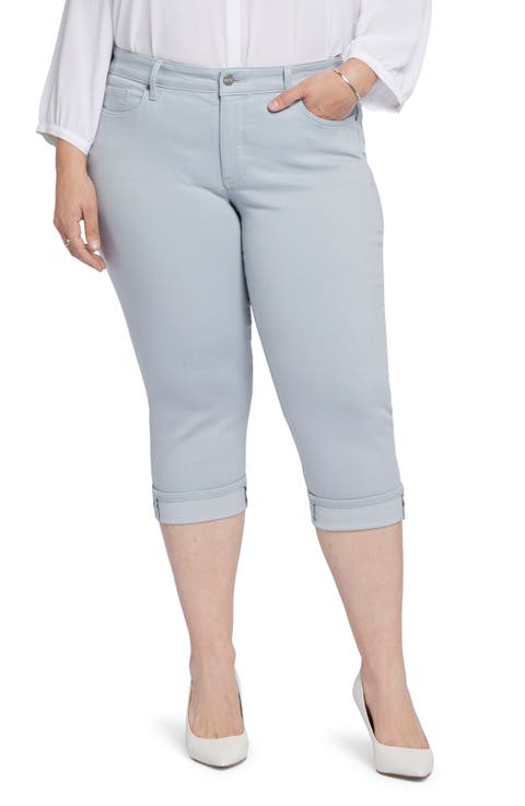 Marilyn Cool Embrace® Cuff Crop Straight Leg Jeans (Pearl Grey) (Plus Size)