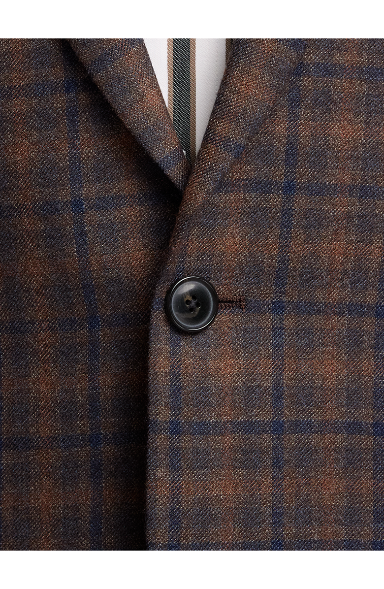 Paul Fredrick Wool Blend Plaid Single Breasted Notch Lapel Sport Coat, Alternate, color, Brown/Navy