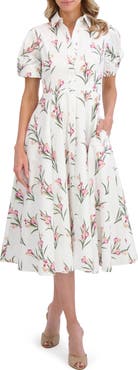 【TED BAKER】Zahrria パフスリーブ フローラル ミディドレス Ted Baker Women's Zahrria High Low Hem Dress with Puff