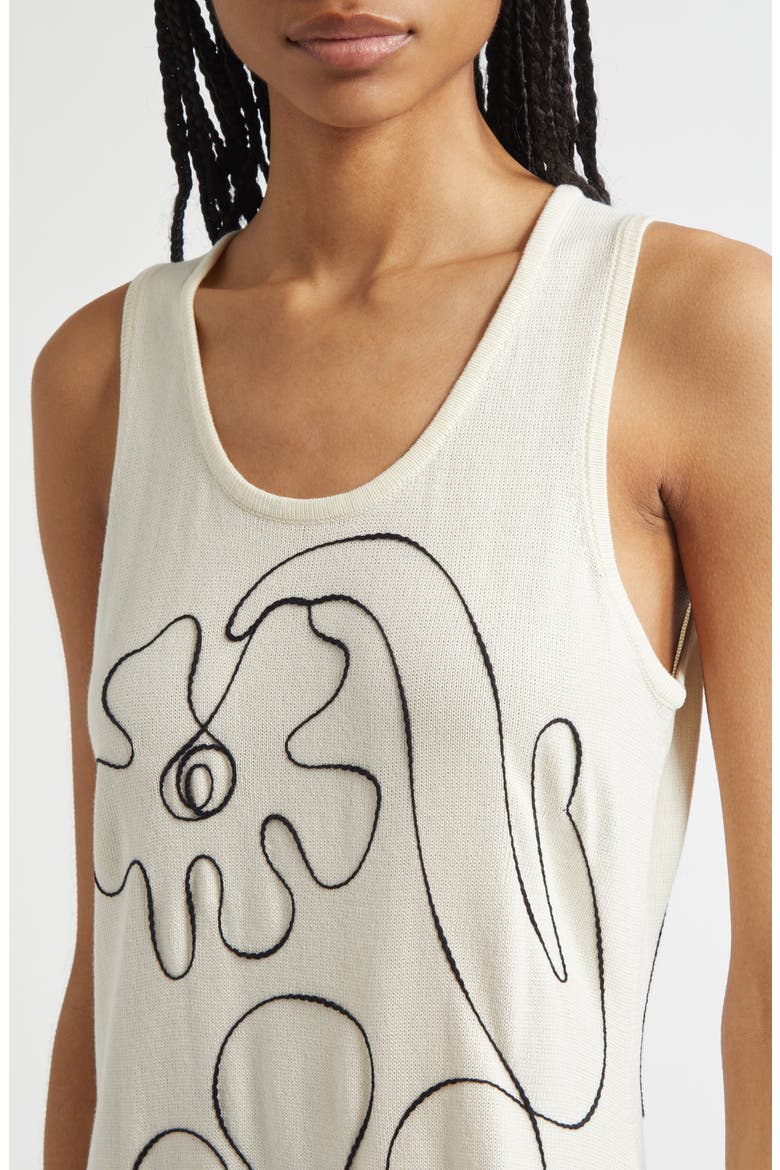 Helmi Baluns Embroidered Cotton Dress, Alternate, color, WHITE DARK GREY