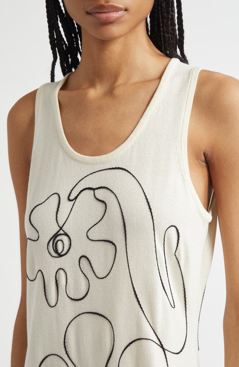 Marimekko Helmi Baluns Embroidered Cotton Dress, Alternate, color, White Dark Grey