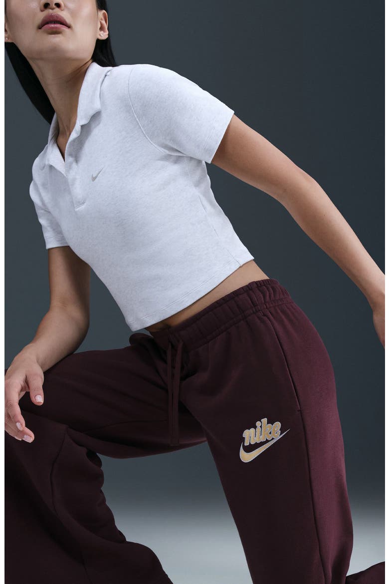 Club Logo Fleece Pants, Alternate, color, BURGUNDY CRUSH/ METALLIC GOLD