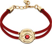UNODE50 Red Leather Strap With 18K Gold-Plated Eye Detail And Crystal