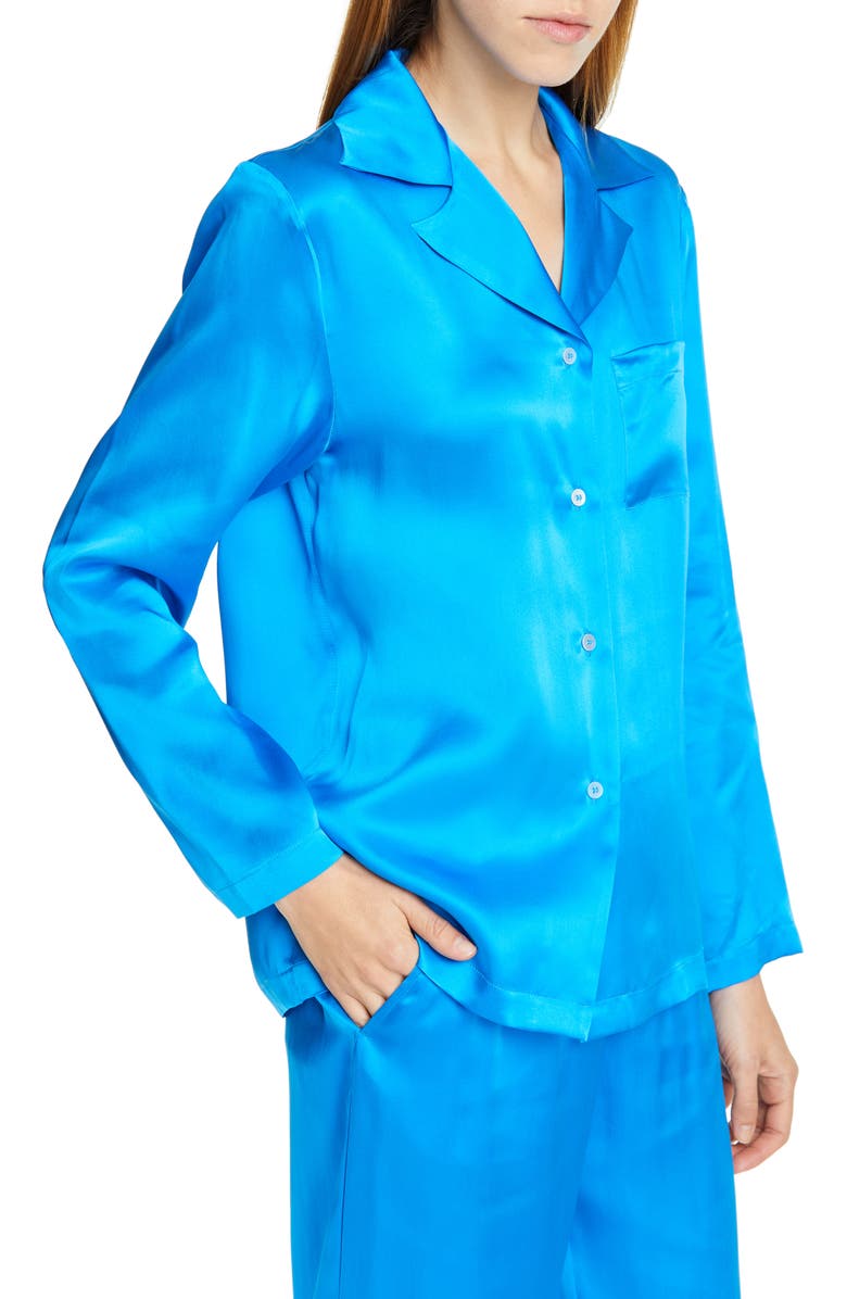 Mansur Gavriel Silk Charmeuse Pajama Shirt, Alternate, color, 