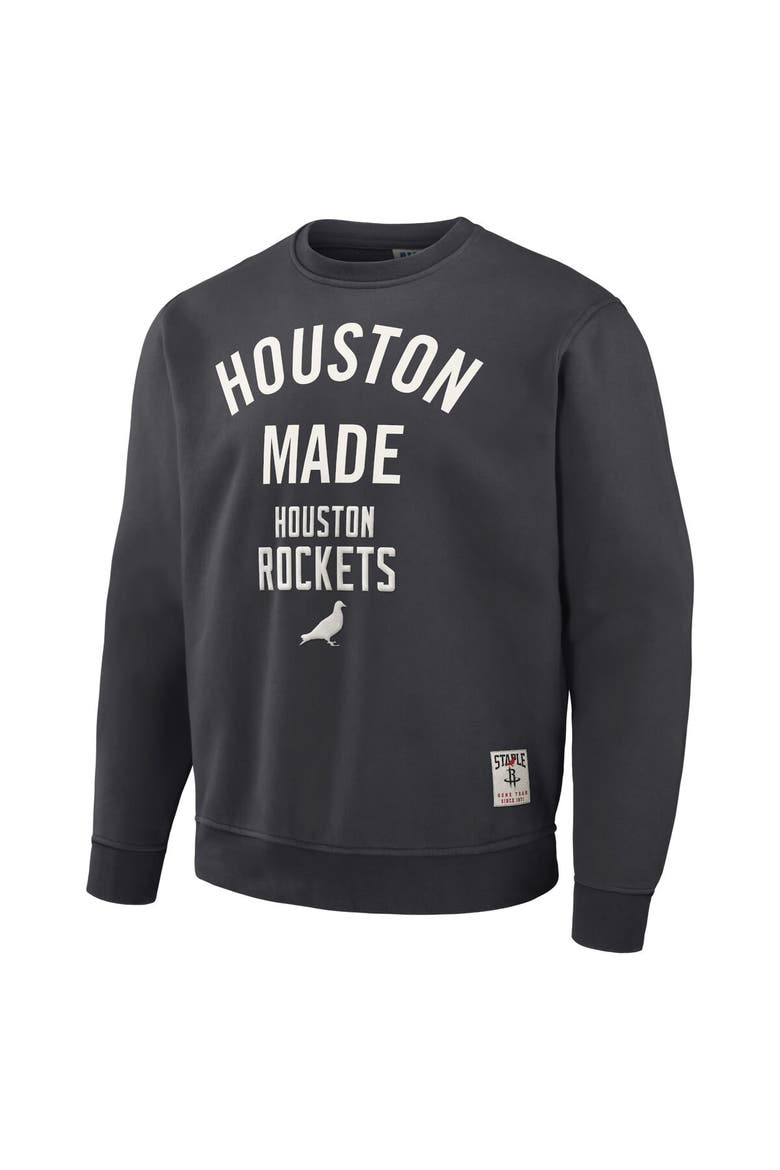 Men's NBA x Staple Anthracite Houston Rockets Plush Pullover Sweatshirt, Alternate, color, Anthracite