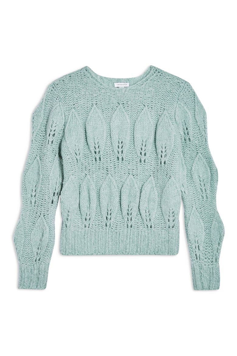 Petal Pointelle Sweater, Alternate, color, MINT