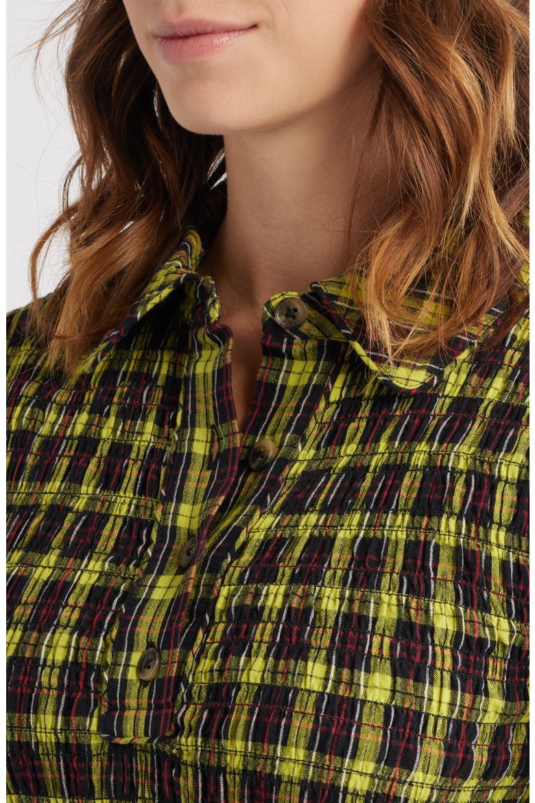 Hazel Plaid Long Sleeve Organic Cotton Dress, Alternate, color, YELLOW