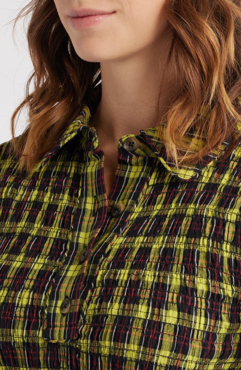 Damson Madder Hazel Plaid Long Sleeve Organic Cotton Dress, Alternate, color, Yellow