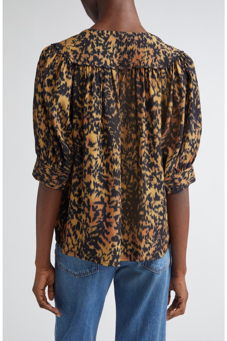 Blaire Leopard Print Short Sleeve Top, Alternate, color, SAVANNAH