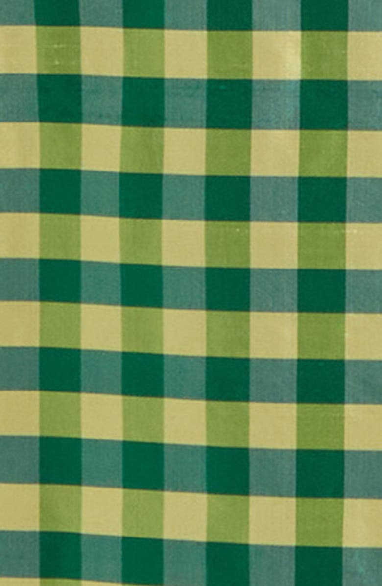 COMING OF AGE Gingham Check Silk Taffeta Tunic, Alternate, color, Gingham Green Yellow