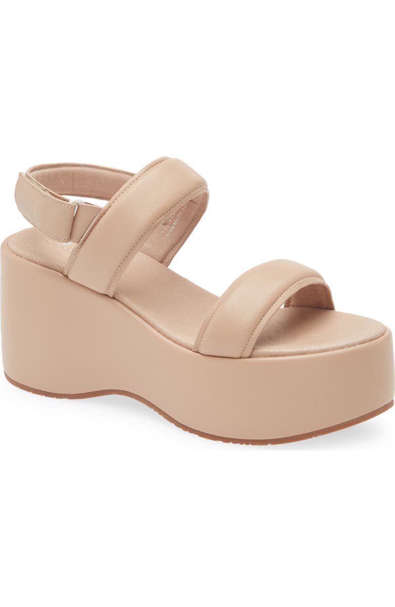 Chocolat Blu Kande Slingback Platform Wedge Sandal, Main, color, Beige Leather
