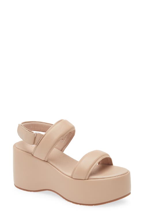 Chocolat Blu Kande Slingback Platform Wedge Sandal In Beige Leather