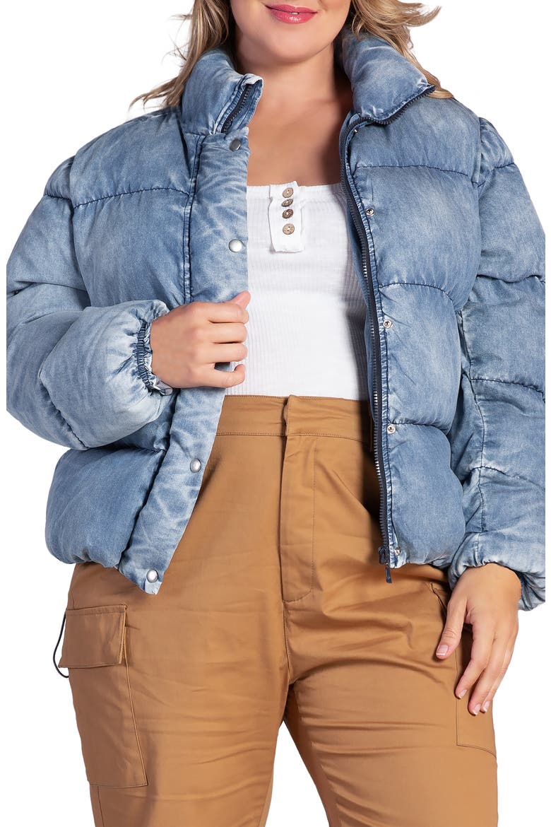 Polaris Puffer Jacket, Main, color, INDIGO BLEACH