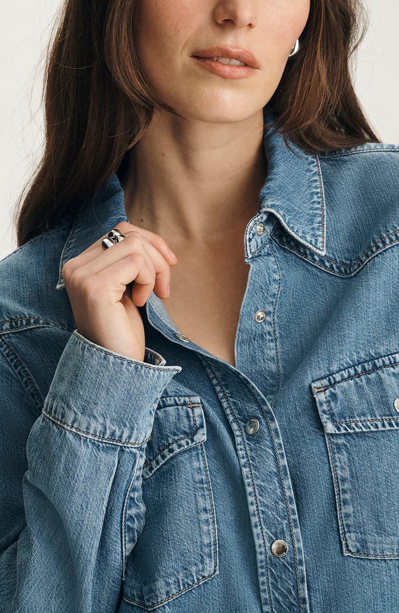 Mavi Jeans Angela Denim Western Shirt, Alternate, color, 