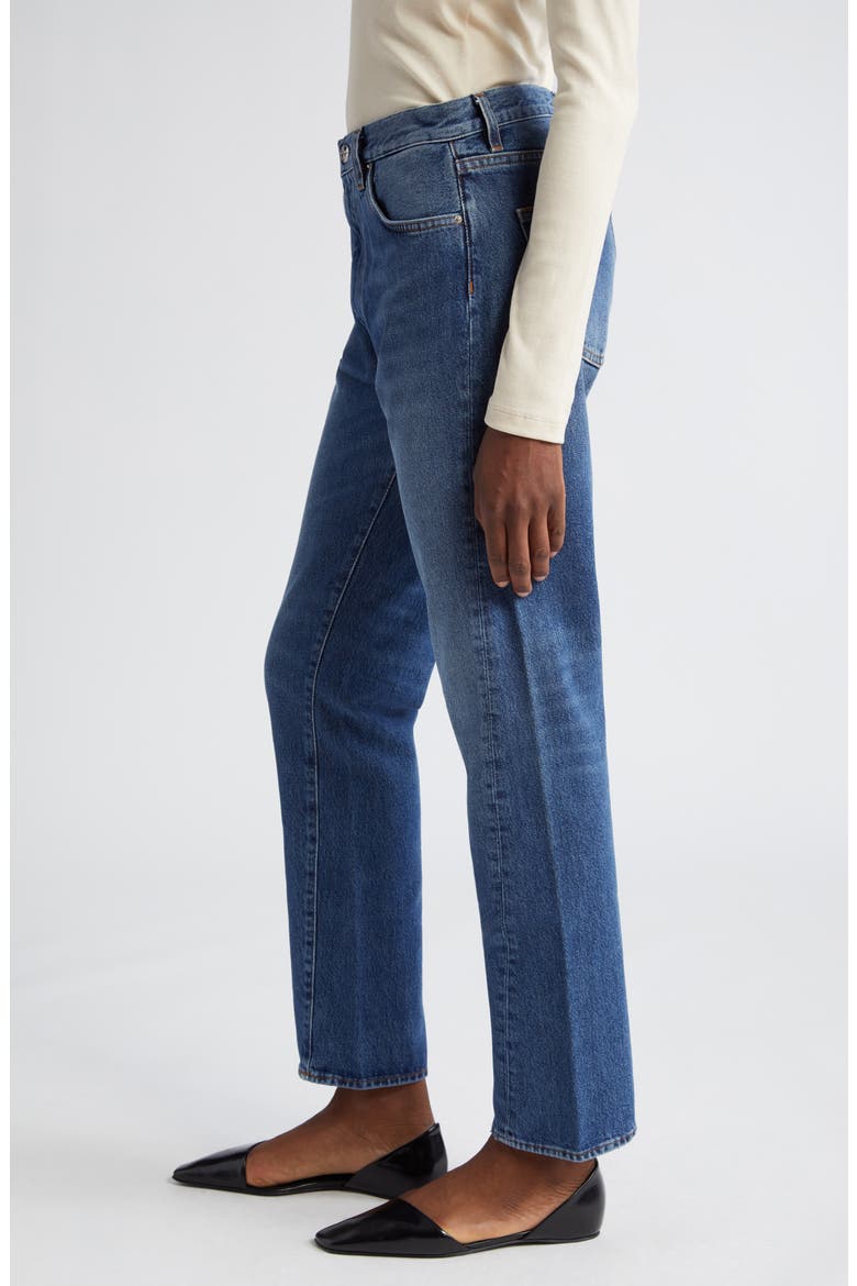 Totême Twisted Seam High Waist Straight Leg Crop Jeans, Alternate, color, WASHED BLUE